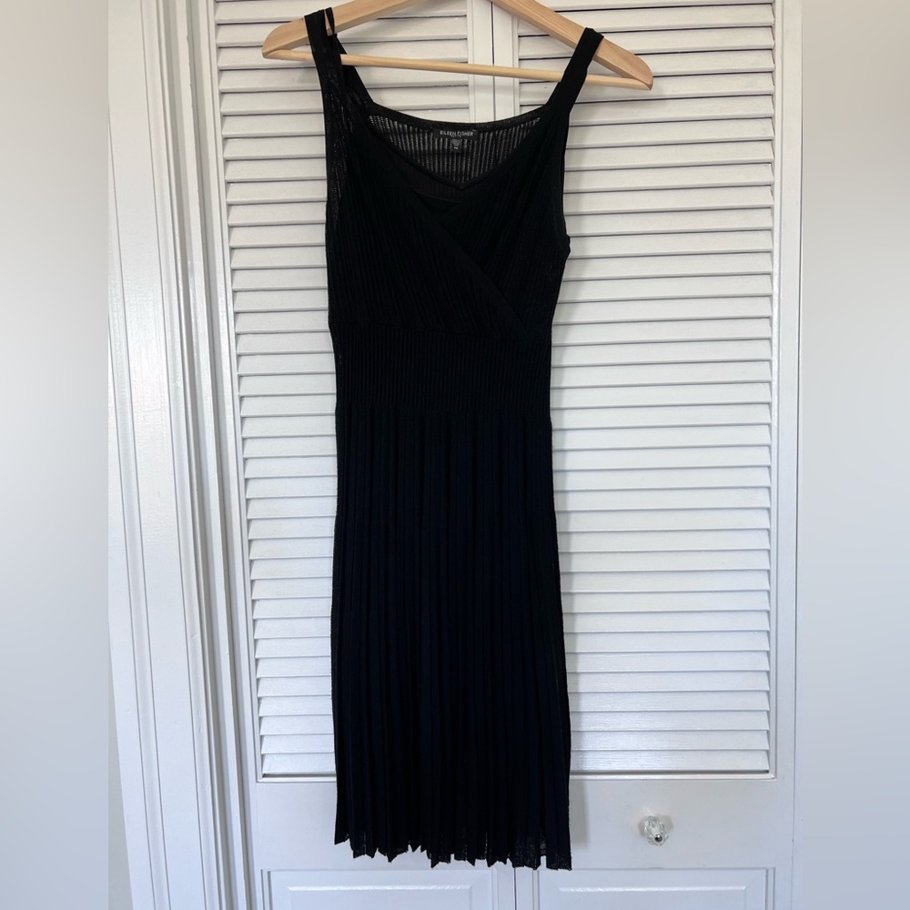 Eileen Fisher Black Pleated Dress